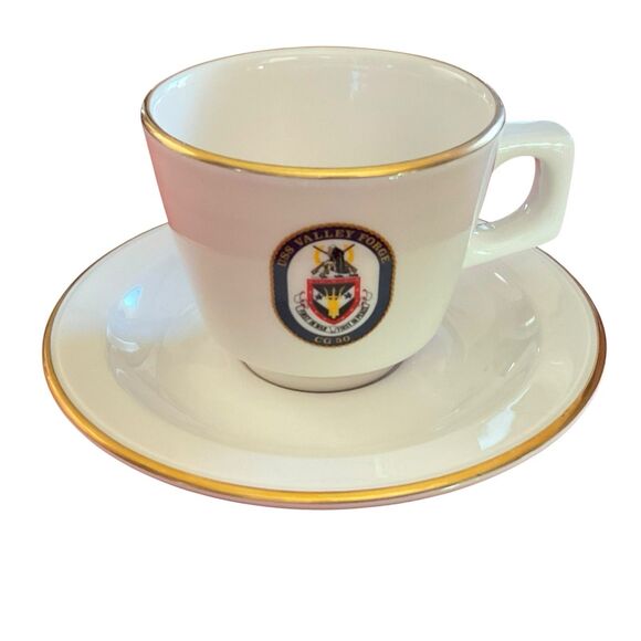 Vintage USS VALLEY FORGE CG 50 Coffee Tea Cup Saucer Ceramic U.S. Navy USA - Picture 1 of 9